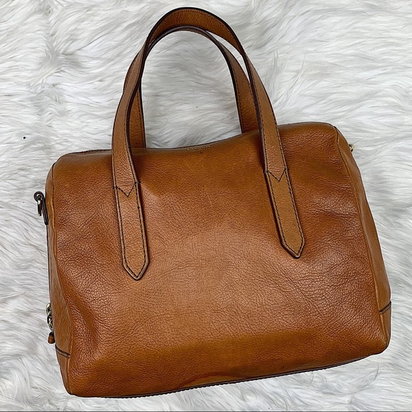 Fossil Handbags - Fossil Sydney Leather Satchel Original Tan Cognac